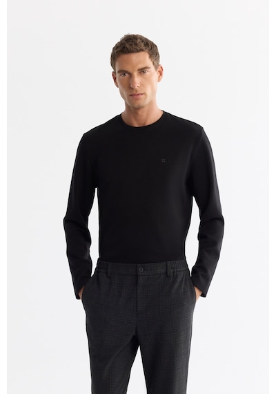 Avva Erkek Siyah Bisiklet Yaka Viskon Karışımlı Basic Regular Fit Sweatshirt A42y1350