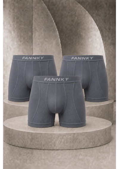 Womanandkids Night Gri Erkek Casual Comfort Günlük 3 Lü Boxer