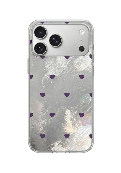Apple İphone 17 Pro Max Uyumlu Kılıf Pink Heart Silikon Kılıf Lila