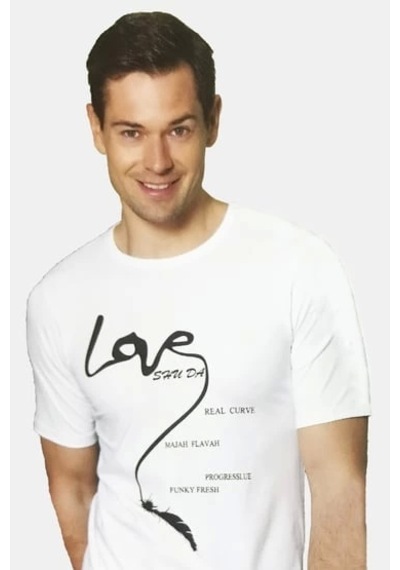 Çamaşır Kenti Berrak Erkek Love Baskılı T Shirt 1037