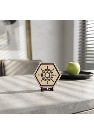 Gemi Dümeni Motifli Masaüstü Dekoru Kitaplık Ve Çalışma Masaları İçin Şık, Modern Ve Estetik Bir Seçenek 10x10 Cm, Pudra