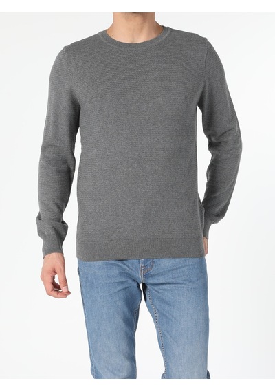 Colin's Colins Regular Fit Bisiklet Yaka Erkek Gri Melanj Kazak 001
