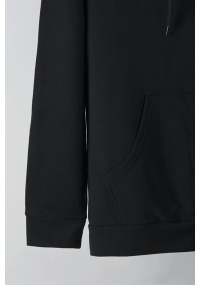 Relax&Basic Ünisex Basic Slim Fit Kapüşonlu Fermuarlı Cepli Sweatshirt Siyah Siyah