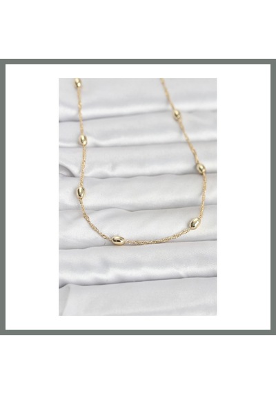 Bezos Cm 14k Gold Renk Topçuklu Burgu Zincir Model 60 Cm Kadın Kolye Mmbz