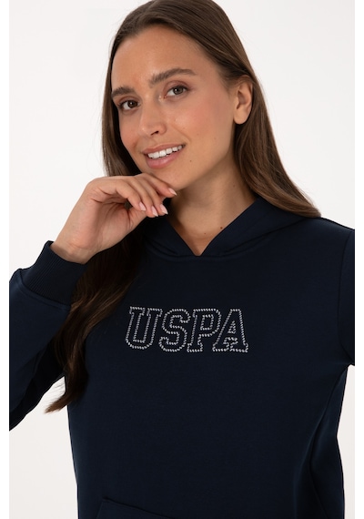 U.S. Polo Assn. Kadın Lacivert Şardonlu Kapüşonlu Basic Sweatshirt 50313566-VR033