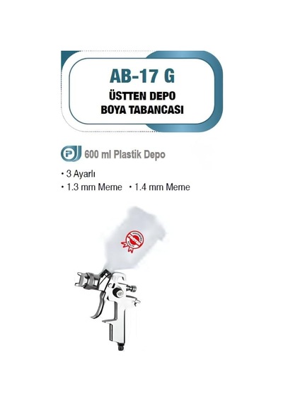 Pr-ab-17g 1.4 Mm Üstten Plastik Depo Boya Tabancası P4bt352