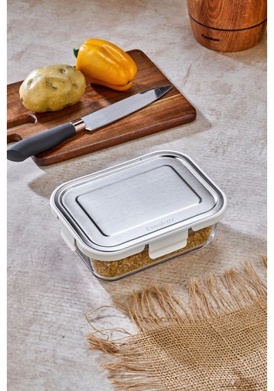 Cooker 1000 Ml Cam Saklama Kabı - Sızdırmaz, Paslanmaz Çelik Kapaklı, Gıda Saklama