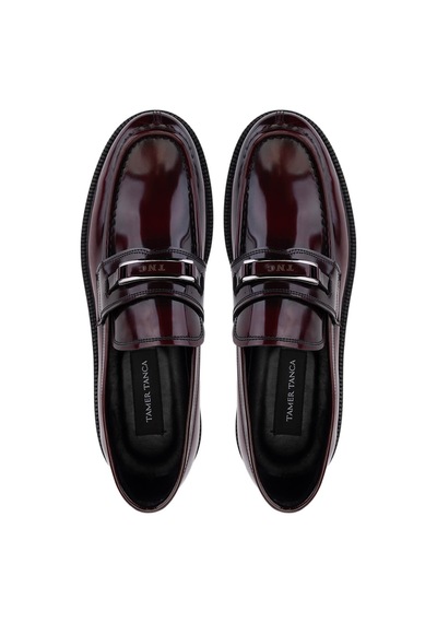Tamer Tanca Erkek Hakiki Deri Bordo Loafer Ayakkabı 1008 3538 Erk Ayk Sk25-26 Bordo Acma Bordo