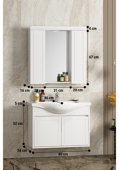 Lilyum 80 Cm Beyaz Mdf Pk-109 Asma Banyo Dolabı Takımı Beyaz Lilyum 80 Cm Beyaz Mdf Pk-109 Asma Banyo Dolabı Takımı Beyaz