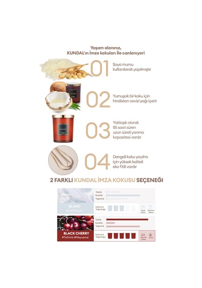 Parfümlü Doğal Soya Mumu Kundal Perfume Natural Soy Wax Candle 500g Black Cherry