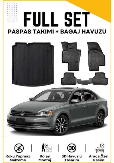 Volkswagen Jetta 2013 Cepsiz Model Birebir Uyumlu Bagaj Havuzu+paspas Seti