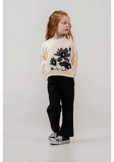 Harby Kids Kız Çiçek Desenli İkili Takım 3-10 Yaş -126430 - Siyah Siyah