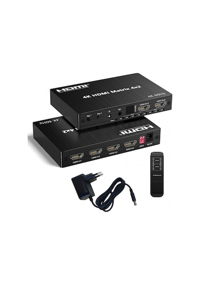 Hdmı Matrix 4k 60hz 4x2 4 Giriş 2 Çıkış Uzaktan Kumandalı Hdmı Matrix