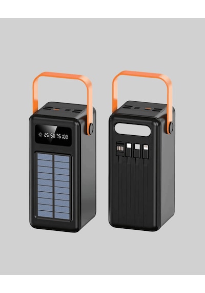Powerbank Solar Fenerli Çoklu Kablolu 80000 Mah Taşınabilir Şarj Aleti Çok Renkli
