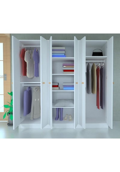 6 Kapaklı Side Gardrop Beyaz