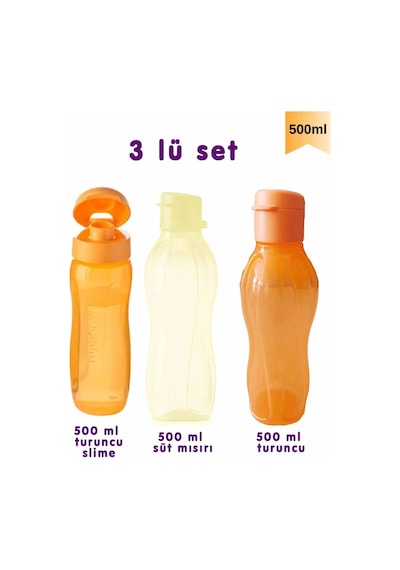 Şişe Suluk Matara 500 Ml 3 Lü Kombin Karışık