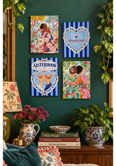 Sisterhood Kız Kardeşlik Ve Dostluk Temalı Duvar Dekoru 4 Lü Tablo Seti, 15 X 20 Cm, 3mm Ahşap Mdf, Dijital Baskı Çok Renkli - 937127654 Çok Renkli - 937127654