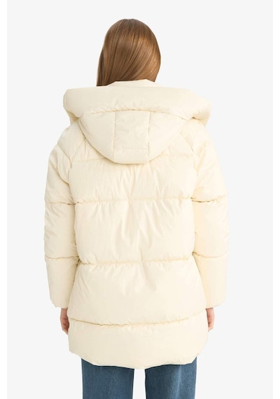 Defacto Relax Fit Kapüşonlu Fermuarlı Şişme Parka F2896ax25wner238 Ekru-er238