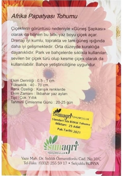 Sunagri Afrika Papatyası Çiçek Tohumu