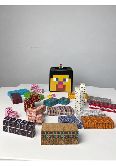 Steve Kutulu Minecraft Manyetik Blok Seti - 300 Parça + 15 Karakter