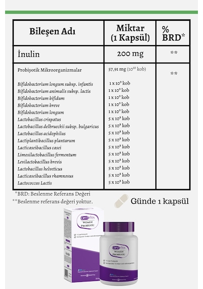 Optivita Kadınlar İçin Probiyotik Mikroorganizma İçeren Takviye Edici Gıda 30 Kapsül