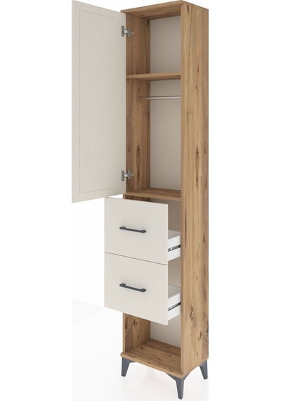 Arges Dolap 2 Raflı 2 Çekmeceli Tek Askılı 44x30x221 Çam-aytaşı Atlas Çam
