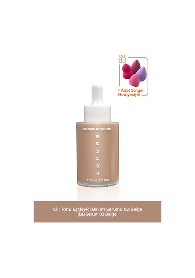 Sopure Cilt Tonu Eşitleyici Renkli BB Serum 02 Beige