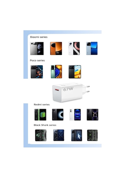 Xiaomi Redmi Note 13 Pro / 13 / 12 Pro / 12 / 11 / 11 Pro Uyumlu 4g Turbo Şarj Aleti Adaptörü 67watt