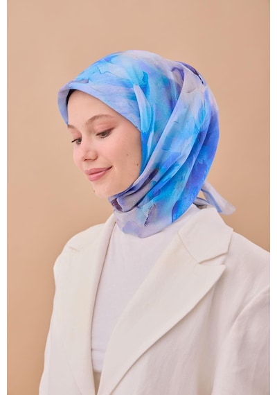Silk Home Olinda İpek Eşarp 47004-17 Gümüş, Mor, Lacivert, Gri