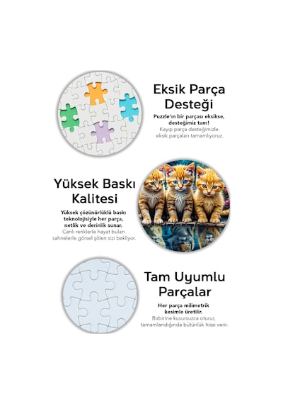 1000 Parça Little Kings Illusions Puzzle - Aslan Kral Kedi Yapboz 68x48 Cm