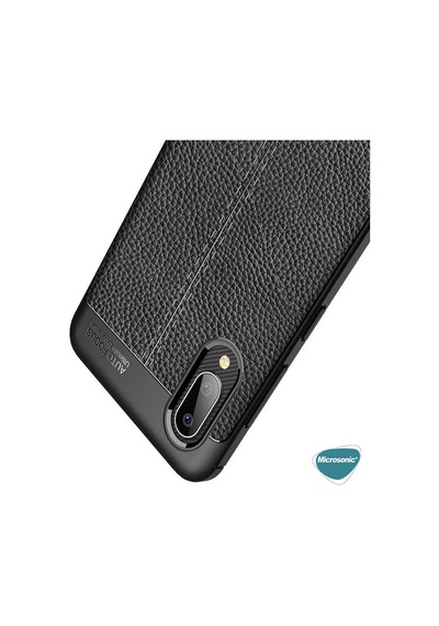 Microsonic Samsung Uyumlu Galaxy A02 Kılıf Deri Dokulu Silikon