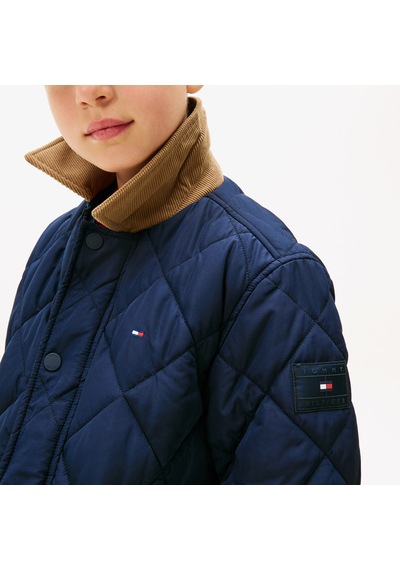 Tommy Hilfiger Contrast Collar Quilted Relaxed Çocuk Lacivert Ceket Kb0kb09814 Mavi