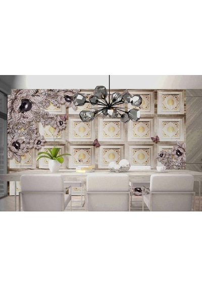 3D Işıltılı Çiçekler Duvar Kağıdı (397461696)