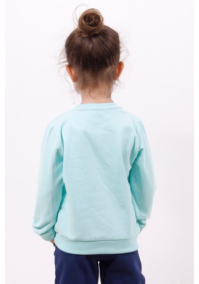 Toontoy Kız Çocuk Göğsü Kalp Nakışlı Sweatshirt Açık Mint Yeşili Mint