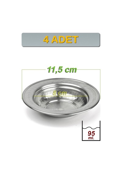 Binbir Trend 11,5 Cm Yanaklı Krom Çelik Zeytinlik Ve Kahvaltılık Kase 95 Ml Meze, Reçel, Sos Kasesi -kase1158 4 Adet
