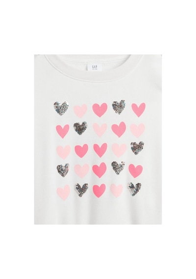 Gap Kız Çocuk Oversized Wedge Flippy-sequin Grafik Baskılı Sweatshirt beyaz
