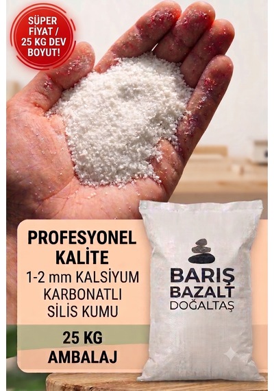 25 Kg 1-2 Mm Beyaz Akvaryum Kumu Kalsiyum Karbonatlı Silis Kumu Dekoratif Akvaryum Taban Kumu