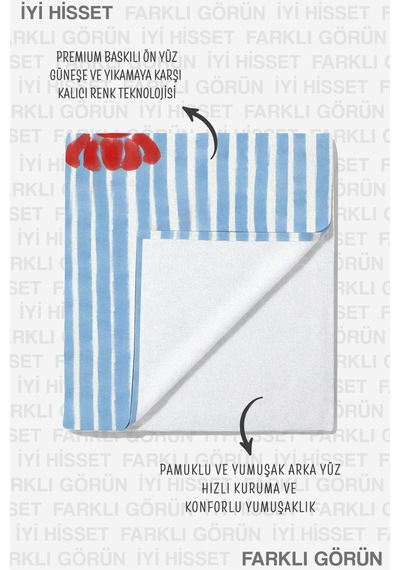 Çizgili Istakoz Marine Plaj Havlusu - Akdeniz Stil Mavi Beyaz Havuz Deniz Banyo Sahil Örtüsü Çok Renkli