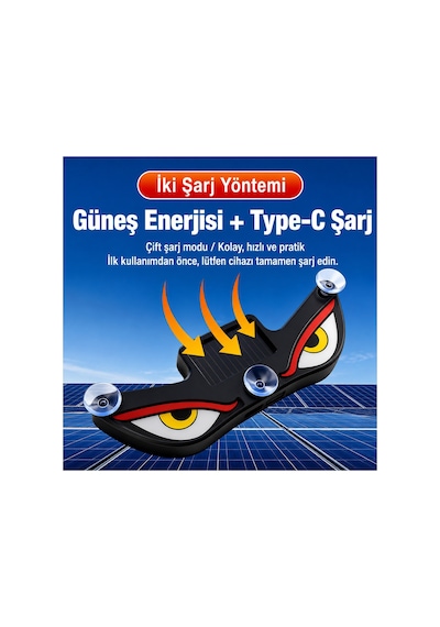 Solar Devil Eyes Araç Işıkları Ön/arka Cam İçin Güneş Enerjili/usb Bağlantılı Led Işıkları Beyaz-kırmızı