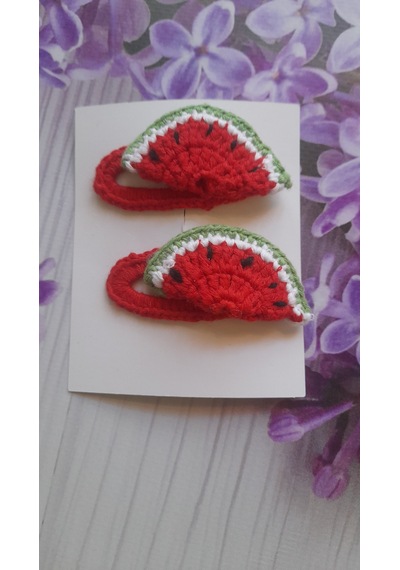 Anomoneshop Örgü Toka Karpuzlu Saç Aksesuarı
