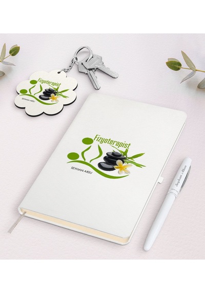 Kişiye Özel Fizyoterapist Beyaz Defter Kalem Ve Anahtarlık