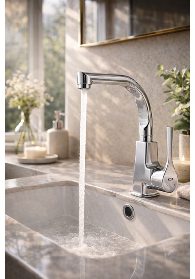 Viosa Lotus Banyo Lavabo Bataryası Pirinç Gövde Premium Krom Ağır Malzeme Uzun Ömürlü Siyah