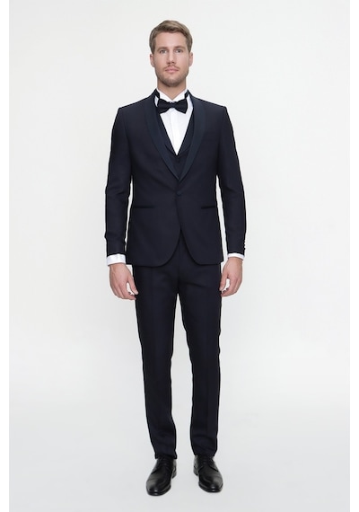 Morven Erkek Lacivert Santorin Ceremonia Jakarlı Slim Fit Dar Ke Lacivert