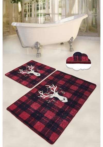 Geyik Djt 2 Li Set Banyo Paspas Seti,Paspas Takımı,Klozet Takımı Çok Renkli
