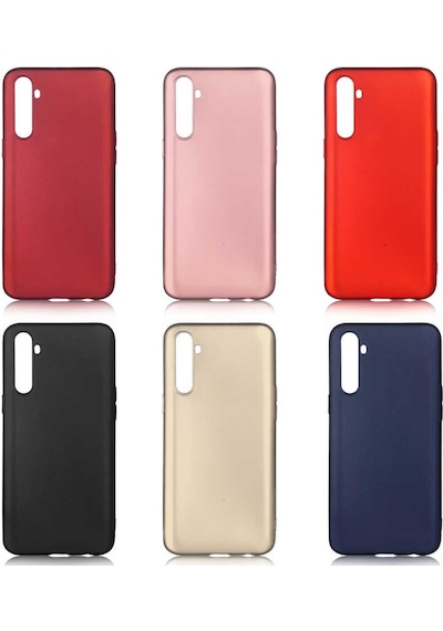 Noktaks - Realme Uyumlu Realme 6 - Kılıf Mat Renkli Esnek Premier Silikon Kapak - Kırmızı