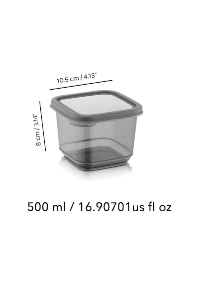 Meleni Home 12'li Set Sızdırmaz Kapaklı Kare Erzak Saklama Kabı Antrasit 12 X 0.50 Lt Etiketli