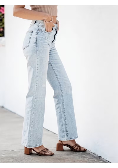 Layal My Beauty Melody Kadın Jeans Wide Leg Rahat Yüksek Bel Salaş Bol Paça Jean Palazzo Denim Kot Pantolon Açık  Mavi