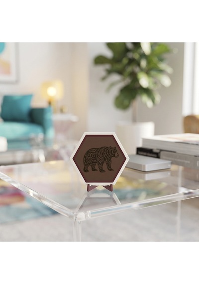 Ayı Figürlü Dekoratif Masaüstü Süsü, Modern Ev Ve Ofis İçin Şık, Estetik Ve Karakterli Bir Aksesuar 10x10 Cm, Açık Kahve