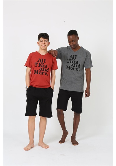 Akbeniz Erkek Genç Garson Boy Kısa Kol Bordo Penye Şortlu Pijama Takımı 20377