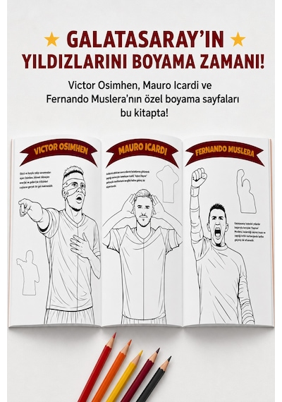 X Dekomus Lisanslı Galatasaray Efsaneler +5 Yaş Boyama Kitabı Altın